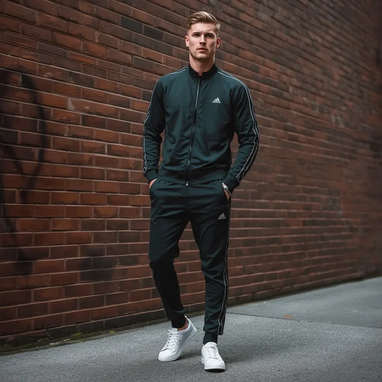 A Confident Man in a Stylish Tracksuit Posing in an Urban Alley | Confident Man Embodying