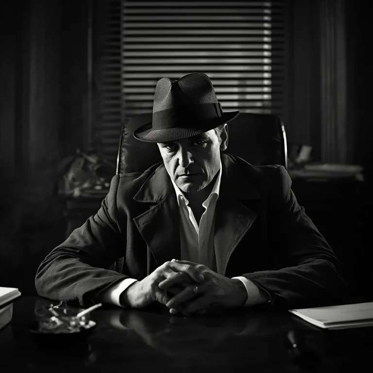 A Distinguished Man in a Classic Noir Detective Office | viral ai image prompt