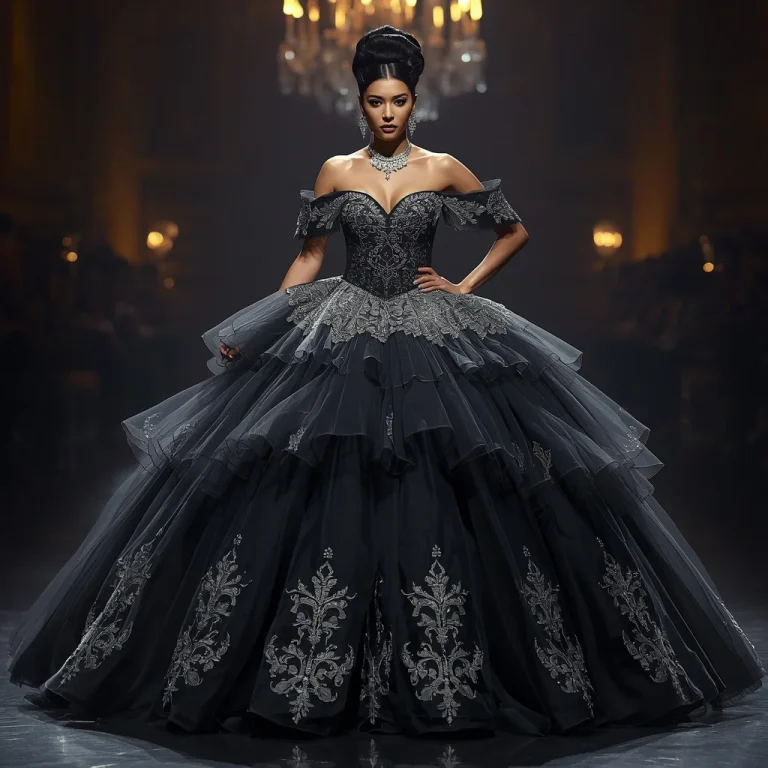 Dramatic Ballgown: Voluminous Tulle with Embroidery | beautiful woman ai prompt