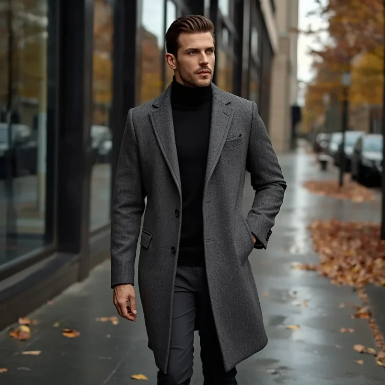 Handsome Man In Charcoal Grey Wool Overcoat | Prompt seen trending boy 2026 AI photo Instagram