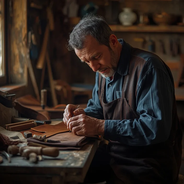 Old World Craftsman: A Man in a Leather Workshop | Indian men prompt love
