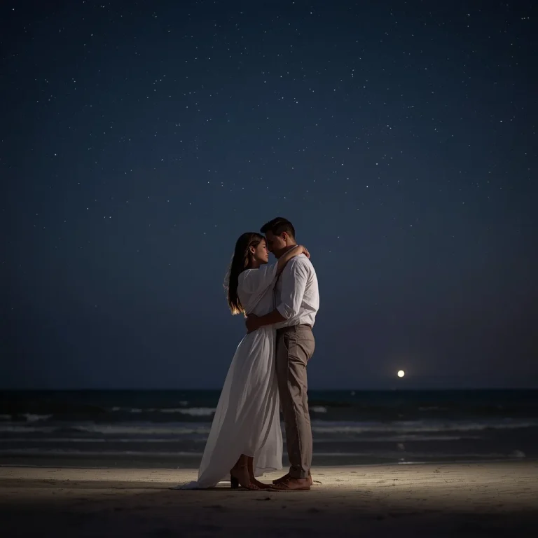 Romantic Couple Embracing Under a Starry Night Sky | Romantic Couple Shares