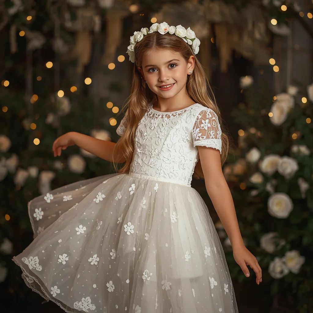 Whimsical Garden Party: A Floral Lace Midi Dress for a Summer Event | prompt for traditional look for girl chatgpt instagram