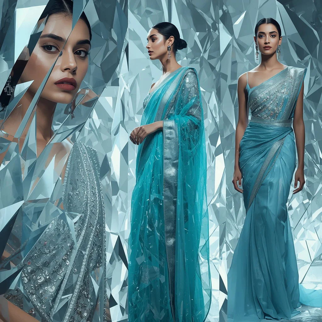 A Glacial Shard Matrix Collage Highlighting Geometric Indian Festive Elegance