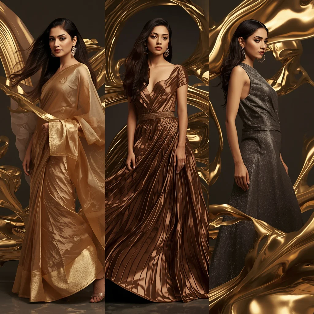 A Liquid Gold Flow Collage Highlighting Luxurious Indian Festive Movements