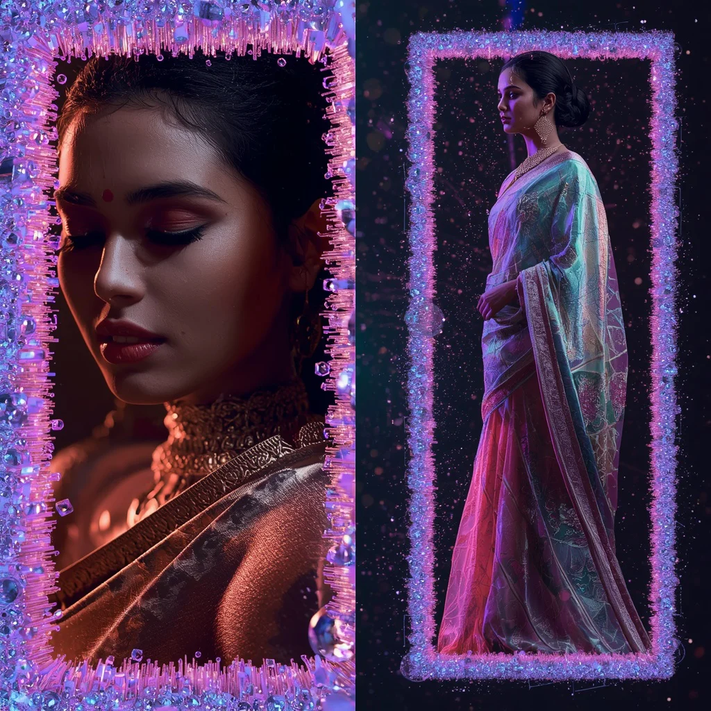 A Quantum Foam Collage Highlighting Abstract Indian Festive Textures