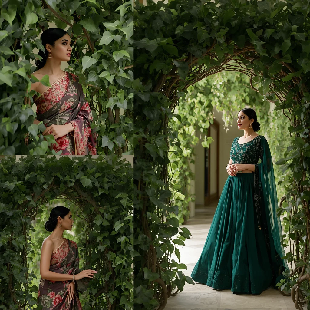 A Verdant Vine Portal Collage Showcasing Botanical Indian Festive Gateways