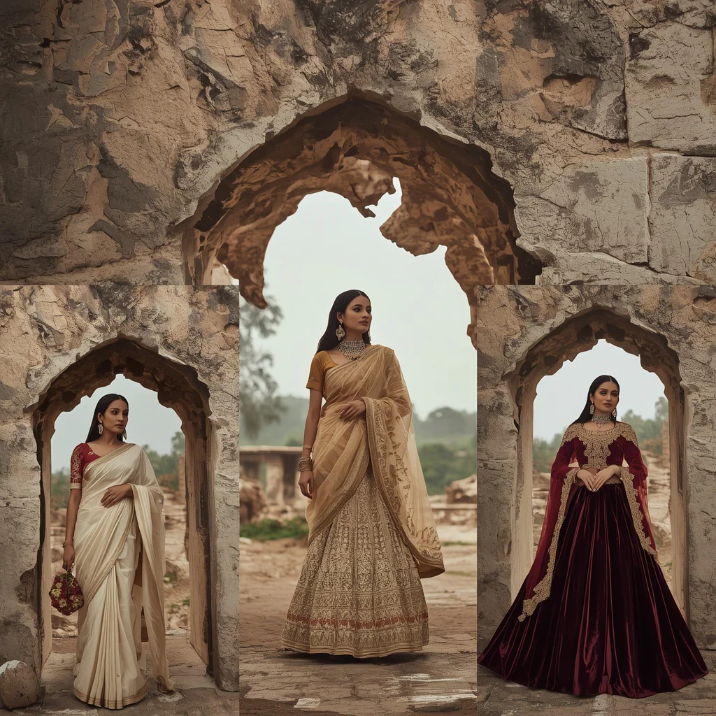 An Eroding Stone Arch Collage Showcasing Timeless Indian Festive Elegance
